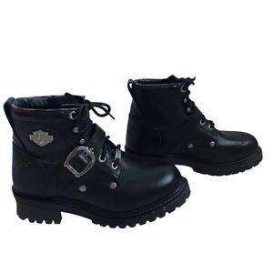 Harley Davidson Boots Faded‎ Glory 81024 Women's Size 7 Lace Up Black Motorcycle